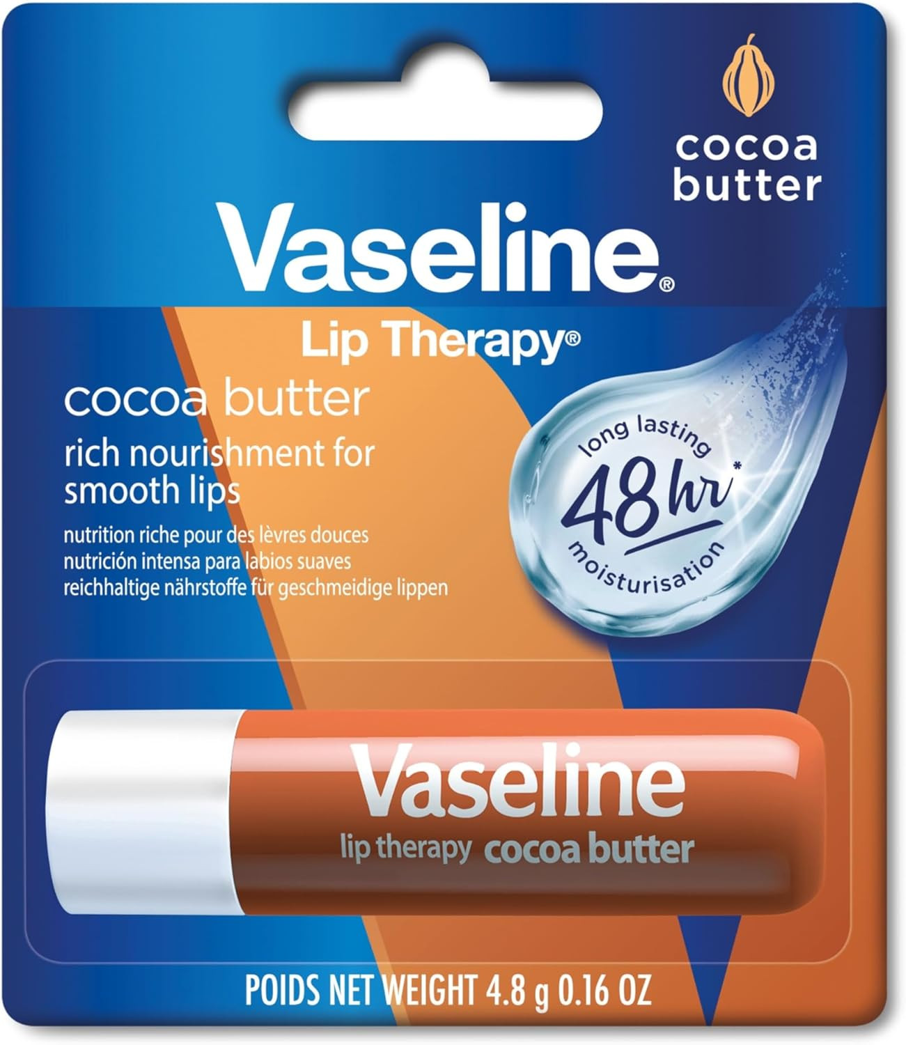 Vaseline lip therapy cocoa butter, 4.8 gm