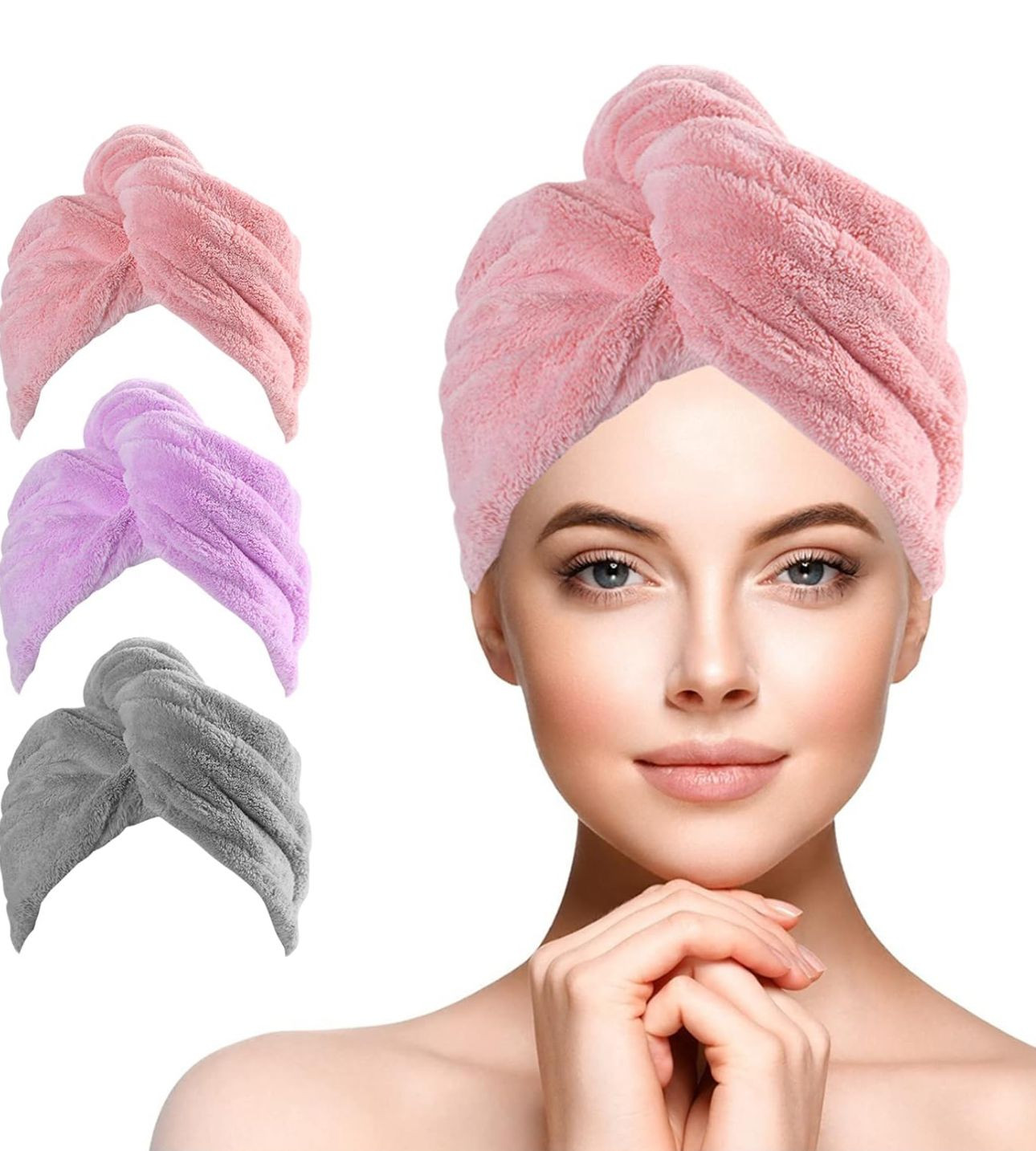 Sajda Hair Towel Microfiber Turban Hair Towel Absorbent Hair Drying Towel with Button Design for Women